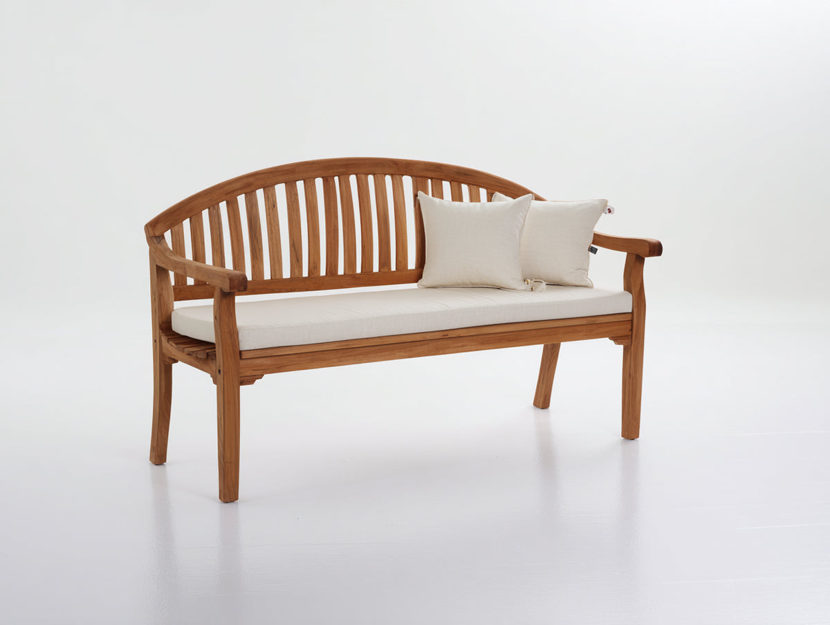 Bancos de jardín de madera 160x65x90 cm - Marrón natural y blanco - Diseño clásico con respaldo curvo