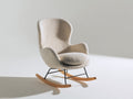 Mecedora tapizada de bouclé 70 x 88 x 96 cm - Beige y negro - respaldo alto con patines de madera