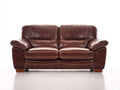 Sofá 2 plazas tapizado en cuero 165 x 90 x 88 cm - Marrón oscuro - asiento acolchado con reposabrazos anchos