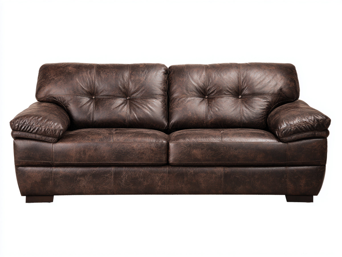 Sofás 2 plazas tapizados 190 x 94 x 92 cm - marrón envejecido - respaldo acolchado con reposabrazos anchos