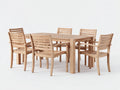 Conjuntos de comedor de jardín de madera para 6 personas - Mesa rectangular 180 x 90 x 75 cm - Marrón claro con diseño de listones