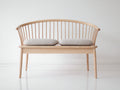 Bancos de jardín de madera maciza 120x55x82 cm - Madera natural-Beige - Diseño curvo con respaldo de husillos