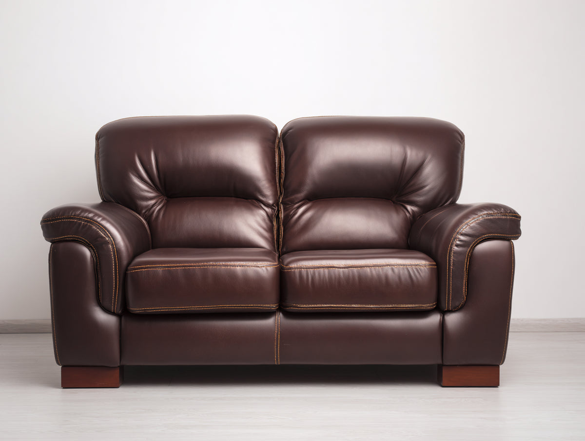 Sofás 2 plazas tapizados 160 x 92 x 95 cm - marrón oscuro - respaldo acolchado y reposabrazos anchos