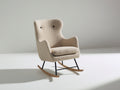 Mecedora tapizada de bouclé 72 x 90 x 98 cm - Beige y negro - respaldo alto con patines de madera