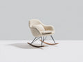 Mecedoras tapizadas 76x84x88 cm - Beige-Negro-Madera natural - Diseño envolvente con estructura metálica y base curvada