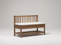 Banco de jardín de madera maciza 120 x 50 x 90 cm - Marrón y blanco - con respaldo y estante inferior
