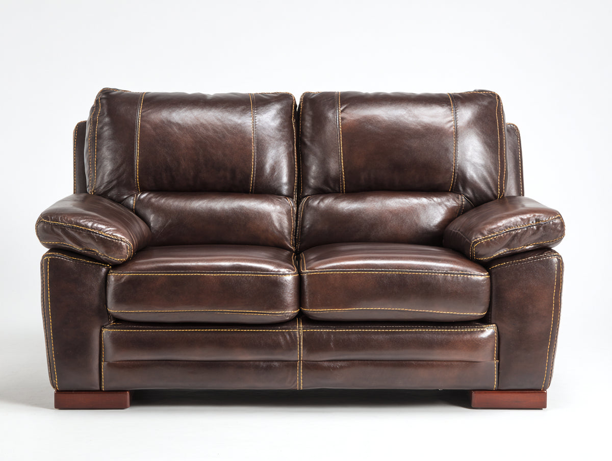 Sofás 2 plazas tapizados 175 x 95 x 94 cm - marrón oscuro - respaldo acolchado con reposabrazos amplios