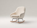 Mecedora tapizada de bouclé 75 x 90 x 92 cm - Beige y negro - diseño envolvente con patines de madera
