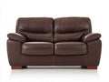 Sofás 2 plazas tapizados 165x90x90 cm - Marrón oscuro - Efecto cuero con brazos acolchados
