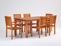 Conjuntos de comedor de jardín de madera 160 x 90 x 75 cm - marrón natural - mesa rectangular con 6 sillas
