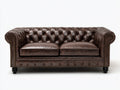 Sofás 2 plazas tapizados 185x92x76 cm - Marrón envejecido - Efecto cuero capitoné con brazos enrollados