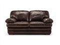Sofá 2 plazas tapizado en cuero 170 x 95 x 90 cm - Marrón oscuro - respaldo acolchado y reposabrazos anchos