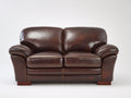 Sofás 2 plazas tapizado efecto cuero 165 x 92 x 88 cm - Marrón oscuro - Diseño clásico con brazos acolchados