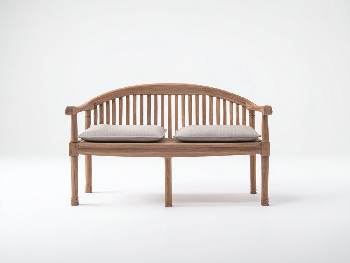 Bancos de jardín de madera 150 x 60 x 90 cm - Marrón natural - Diseño clásico con respaldo curvo